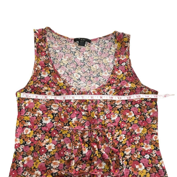 Cute XXI FOREVER Floral Tank Top Size Medium M Womens Juniors Ruffles - Picture 6 of 6